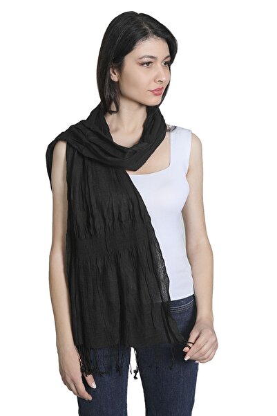 Mystic Siyah Keten Pamuklu Şal
