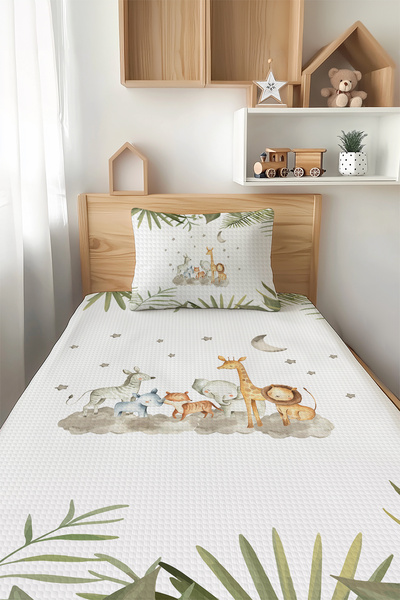 Talia Home Safari Desenli Tek Kişilik Çocuk PİKE Takımı