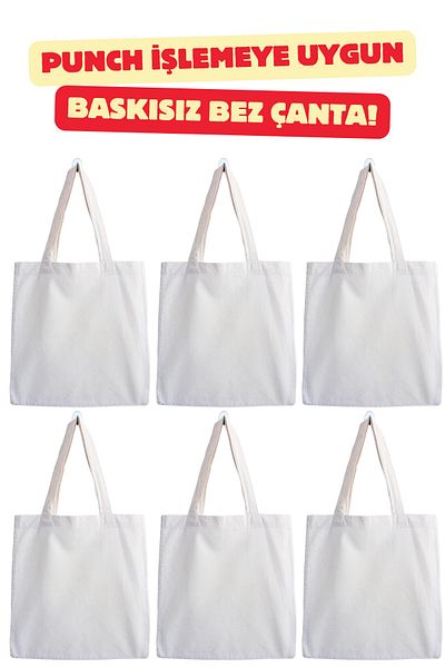 designedfy 6 Punch Embroidered Waterproof Unprinted Cloth Bags - 35X40Cm