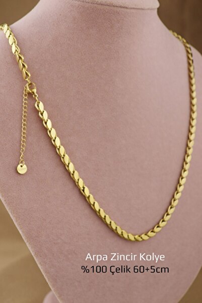 Keyifli Hayaller Arpa Çelik Kolye - Çelik Kararmaz Arpa Zincir316L %100 Çelik Kolye 60+5cm