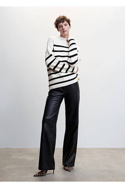 MANGO Woman Striped Rib Sweater