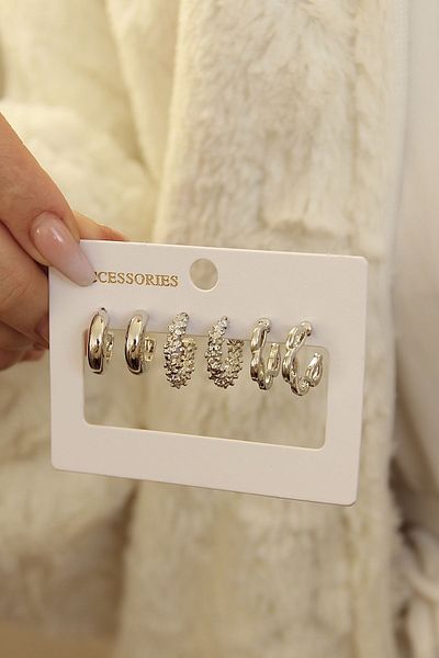 takıtarzım Set of earrings for women, 3 different models of silver earrings