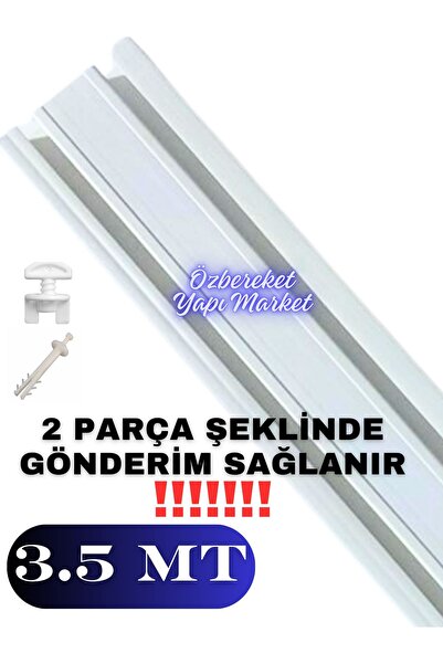 özbereketyapimarket Korniş 2 Raylı Perde Rayı 3.5 Metre 2 Li Korniş Süper Kalite