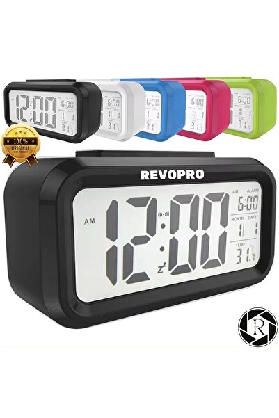 Genel Markalar Lcd Işıklı Sensörlü Termometreli Alarmlı Dijital Masa Saati Pilli