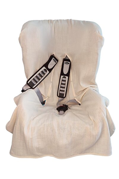 RUKİYE YAVUZ Pamuk Pazen Child Car Seat Cover Cover with Snap Fasteners Cream...