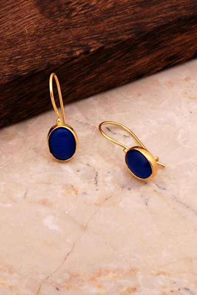 Sümer Telkari Sedef Taşlı Altın Kaplama Gümüş Küpe 6161