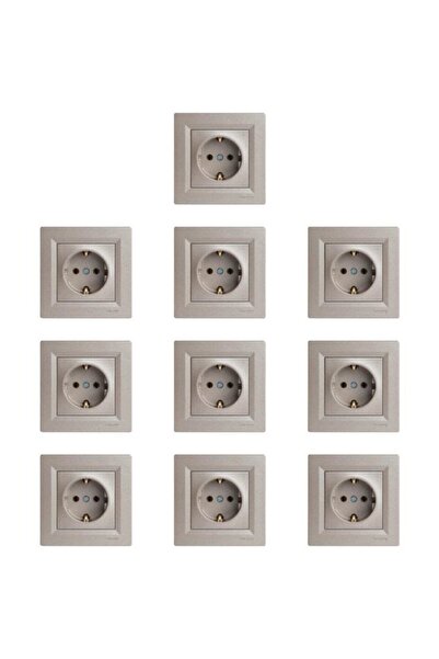 Genel Markalar Asfora Plus Serisi Bronz Topraklı Priz 10 Lu Paket Çerçeve Dahil