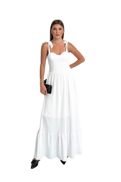 WOMAN VISION Κόκκινο Maxi μέγεθος φόρεμα με δεμένο μπούστο 005