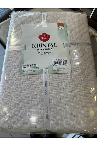 ŞENER HOME CottonBox Double Pike - 100% Cotton, Stone Crystal Pattern, 220x230 Cm