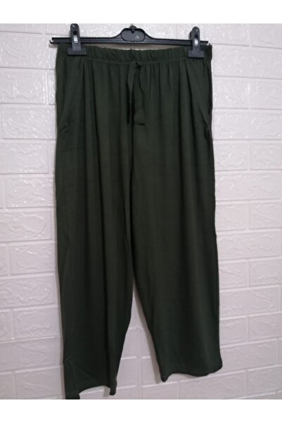 anne moda ankara Зелені однотонні літні штани - висока талія, 2 кишені, віскозний бавовняний капрі