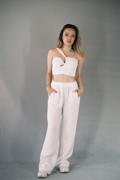 MUACO Soft Muslin-linen Draped Comfortable Women's Trousers