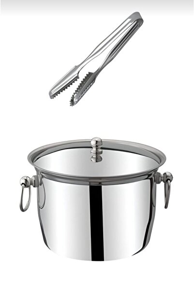 Genel Markalar Termoslu Paslanmaz Çelik Buz Kovası Ve Buz Maşası Set 600 ml