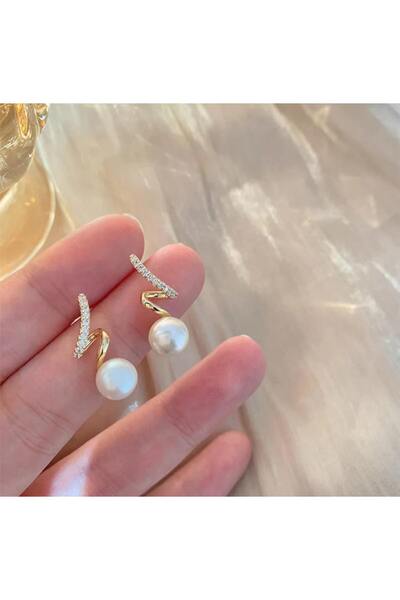 toptanhanem İncili Burgulu Tasarım Antialerjik Çelik Küpe