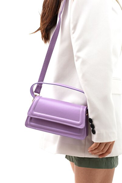 NBİBAGS Geantă de mână, braț și umăr pentru femei Moi Lila cu design elegant, curea reglabilă, L:10 E:21 L:7 cm