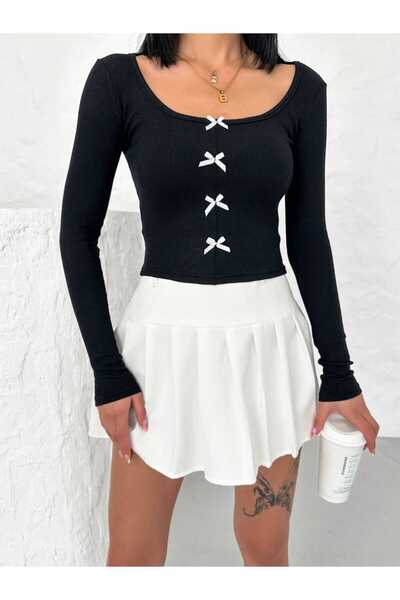 SERBA Long Sleeve Camisole Bodysuit with Bow Accessory