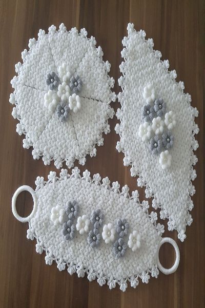 İnciShop Hand Knitted Bath Washcloth Dowry Cloth Set