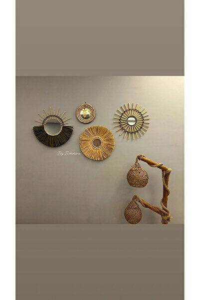 BOHEM Haki Bambu Ayna Seti & Bambu Ayna & Yeşil Ayna Seti