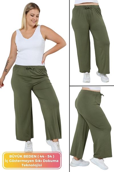 tarzımsüper Plus Size Lycra Cotton Comfort Model - FlexiBle and ComfortaBle Wide Leg Trousers