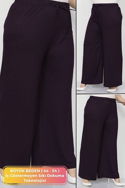 tarzımsüper Plus Size Lycra Cotton Comfort Model - FlexiBle and ComfortaBle Wide Leg Trousers