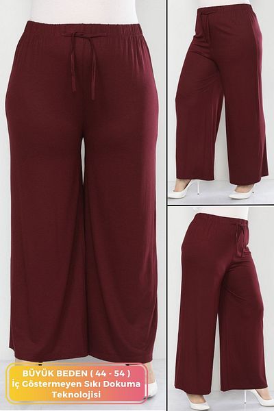 tarzımsüper Plus Size Lycra Cotton Comfort Model - FlexiBle and ComfortaBle Wide Leg Trousers