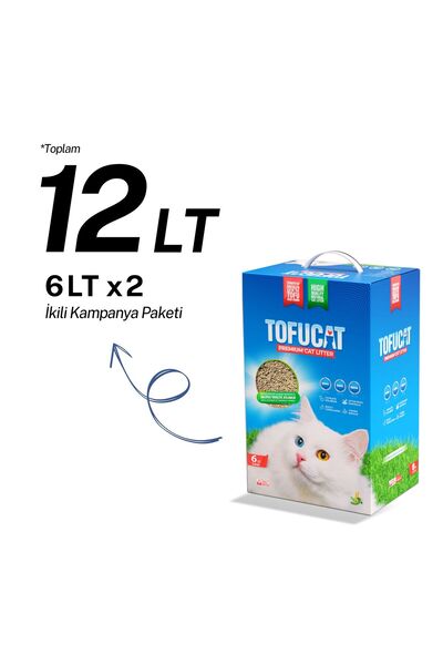 TofuCat 12 Litre Fırsat Paketi (6 LİTRE X 2 ADET) Pelet Tofu Kedi Kumu