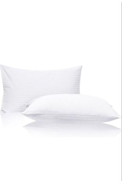 Erba kreasyon 50x70 cm Λευκή ριγέ Βαμβακερή Σατέν Μαξιλαροθήκη