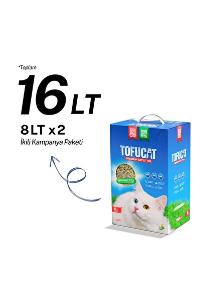 TofuCat 16 Litre Fırsat Paketi (8 LİTRE X 2 ADET) Pelet Tofu Kedi Kumu
