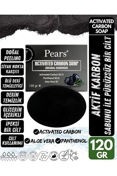 Pears Original Pure and Soft Soap 100gr + Activated Carbon Soap with Glycerin 120gr