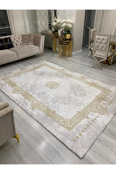 ALLGELSİN غطاء سجاد مخطط مقاس كبير 9 م2 - مقاس 250 × 350 سم قابل للغسل