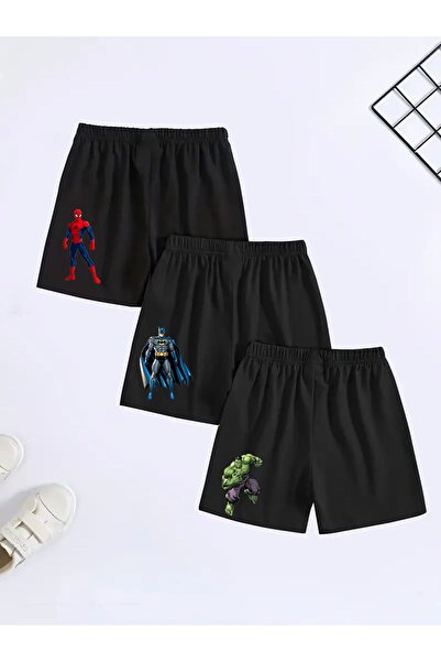 THEKONT SPİDERMAN BATMAN HULK ADAM 3'LÜ SET ÇOCUK ŞORT