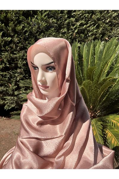 ahhu Shiny Satin Janjan Hijab Evening Dress Shawl