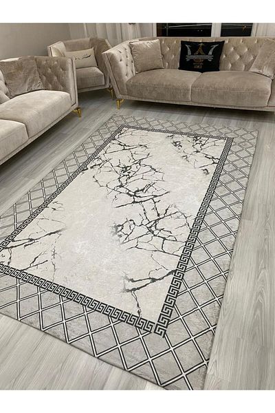 ALLGELSİN 9m2 Large Size Striped Carpet Cover - 250x350cm Washable Size