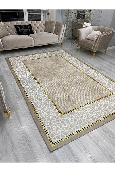 ALLGELSİN 9m2 Large Size Striped Carpet Cover - 250x350cm Washable Size