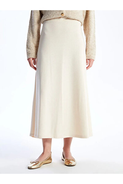 LC Waikiki Lcwaikiki Classic Ecru Women's Elastic Waist Straight Skirt