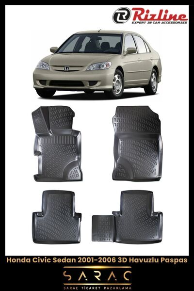 Rizline Honda Civic Sedan 2002 Model 3d Havuzlu Paspas