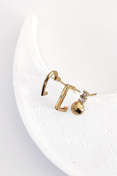 New Obsessions مجموعة أقراط أنيقة على شكل قلب ونجوم مكونة من 3 قطع