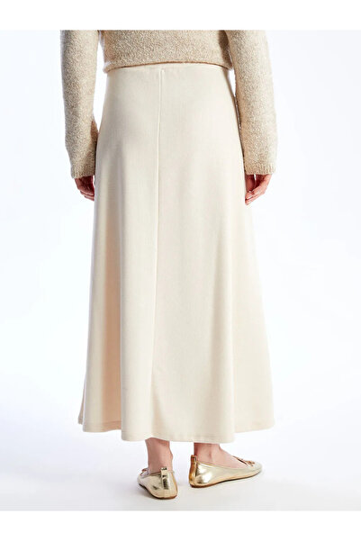 LC Waikiki Lcwaikiki Classic Ecru Women's Elastic Waist Straight Skirt