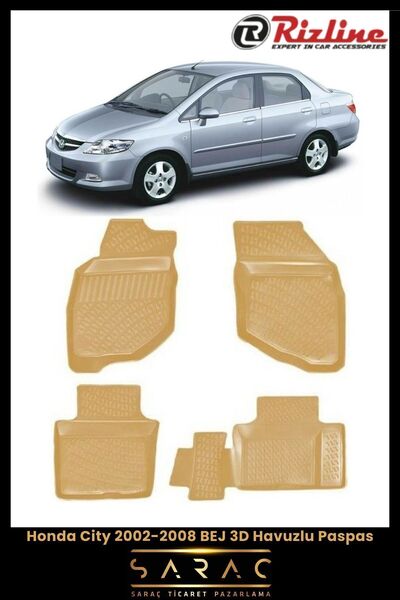 Rizline Honda City 2008 Model Bej 3d Havuzlu Paspas