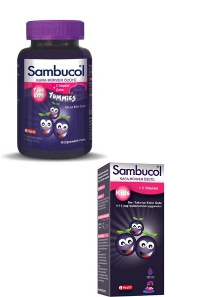 Sambucol Plus Kids Yummies - 60 PieCes Children's Vitamin C Syrup 120 Ml