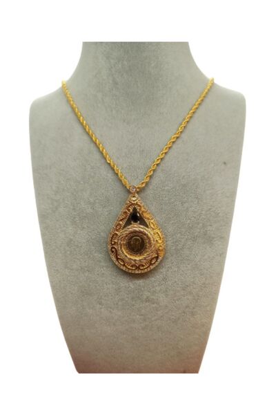 dost altın 22 Ayar Çeyrek Altın Altın Kaplama Çerçeveli Ve Halat Zincirli Siy...