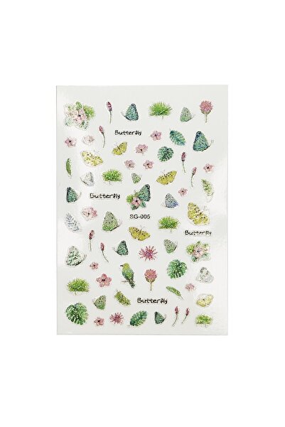 Flash Tattoos® Simli Doğa Desenli Kendinden Yapışkanlı Nail Art Süsü-tırnak Sticker