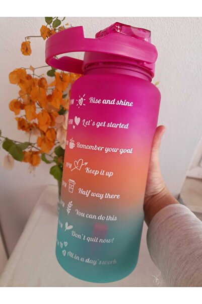 KitchenLand Motivasyon Su Matarası,Tritan Spor Salonu Su Şişesi,2Lt Su Matarası.