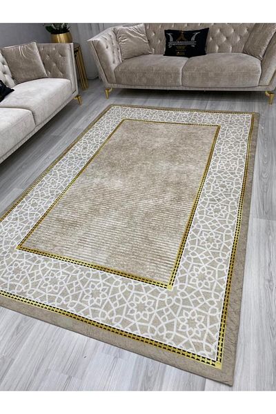 ALLGELSİN 9m2 Large Size Striped Carpet Cover - 250x350cm Washable Size