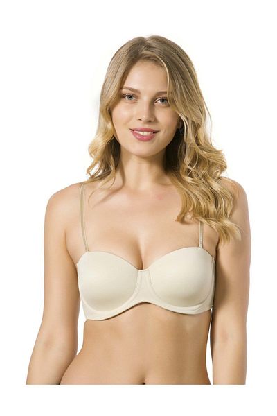 Le Jardin Γυναικείο Μπεζ Underwire Micro Covered Strapless Empty Cup σουτιέν 7035
