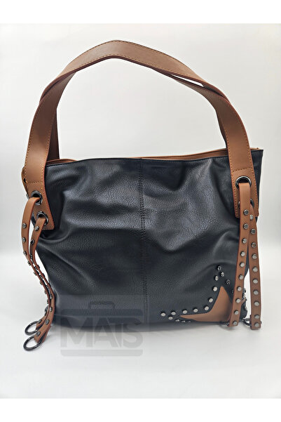 DSN Yıldız Desenli Salaş Siyah Taba El Ve Omuz Çantası