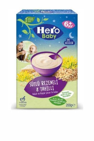 Hero Baby Sütlü Rezeneli 8 Tahıllı + Sütlü Meyveli 8 Tahıllı + Sütlü Ballı Irmikli 3'lü Avantajlı Paket
