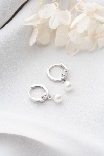 Silvano Jewelry 925 Ayar Gümüş Çift Taşlı İnci Küpe