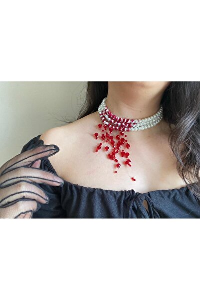 Genel Markalar Kanlı  İnci Kolye Choker