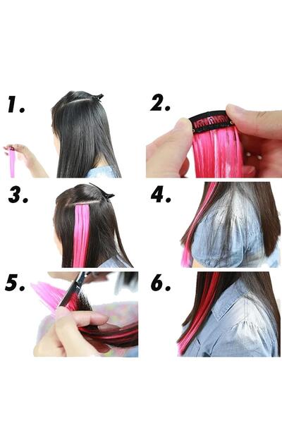 New Obsessions Long Straight Synthetic Hair Extension Snap Hairpiece - Pack of 5 Purple