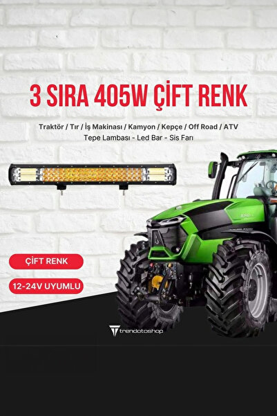 C9 3 Sıra 405W Çift Modlu Beyaz Ve Turuncu Flaşlı 81Cm Traktör Led Lamba, Sis...